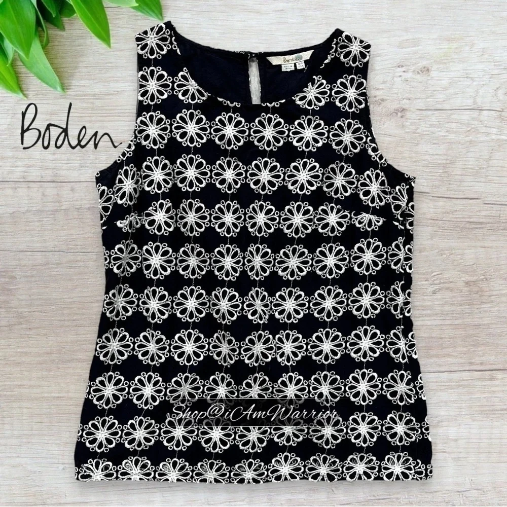 Boden sleeveless navy floral embroidered top *shop@iamwarrior - Picture 5 of 10